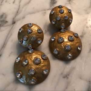Zara brass/crystal statement earrings